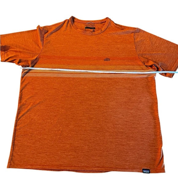 Patagonia Orange Short Sleeve Tee with Stripes Size Men’s Large - Picture 5 of 7